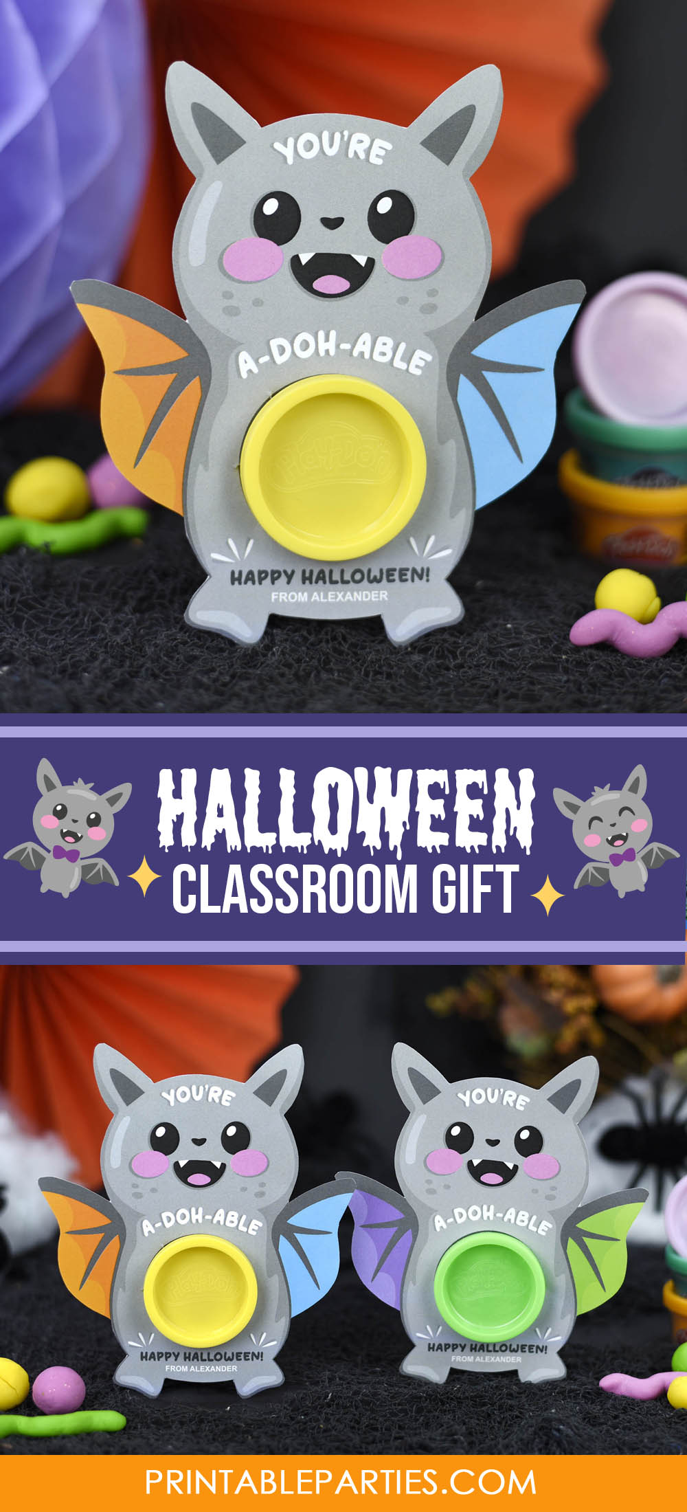 Printable Halloween Play Doh Holders, bat design Printable Halloween Play Doh Holders, bat design